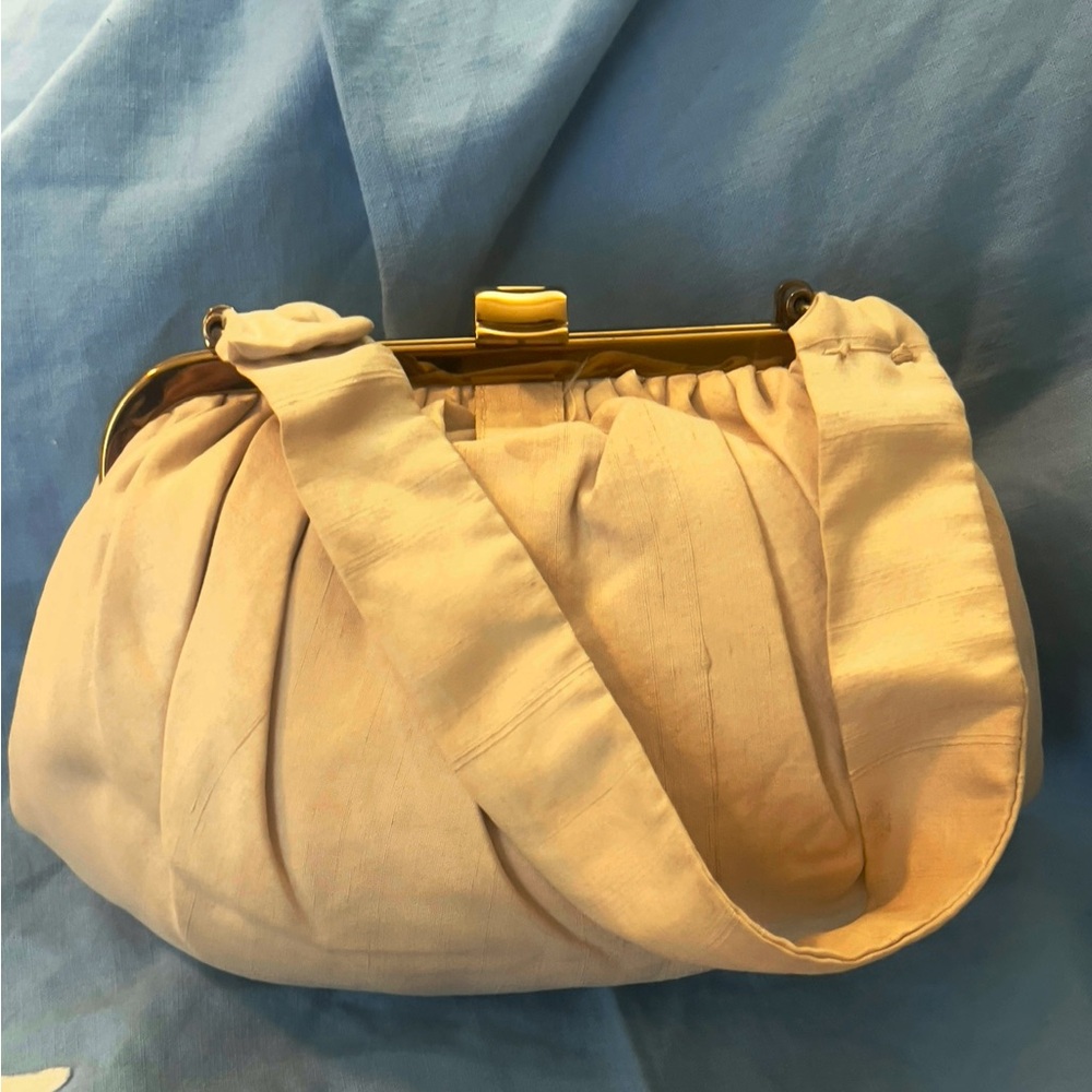 Whiting & Davis Vintage Gold-Tone Mesh & Silk Satchel
